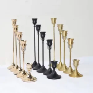 Custom Single Golden Desktop Metal Candlestick Stand Candle Holder Gold Wedding Home Decoration