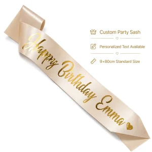 Custom Single Layer Blank Personalized Logo Text Satin Party Sash for Birthday Bachelorette Bride to Be Graduation Party Favor