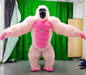 Custom Size 2M 2.6M 3M Giant Advertising Realistic Pink Inflatable Gorilla Mascot Costume Suit for Events