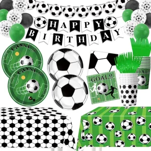 Custom Soccer Ball Print Disposable Tableware Set Food Grade Paper Plates for Party Wholesalers
