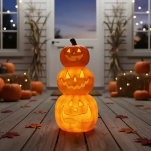 Custom Stacked Pumpkin LED Light Halloween Decoration Lantern Blow Mold for Indoor Outdoor Holiday Party Decor