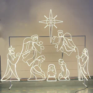 Custom Statue Church Birth of Jesus Religion Event Decor Rope Nativity Figurines Sets Gift Motif Decoration Lights