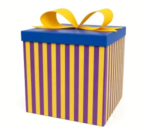 Custom Stripe Rigid Paper Gift Box With Bow Lid Holiday Christmas Present Packaging Box for Cosmetic Candy Gift Packaging