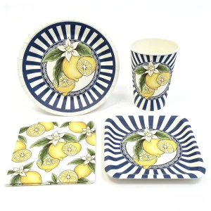 Custom Tableware Party Camping Set Banquet Hotel Use Disposable Eco friendly Paper Tableware Lemon Pattern