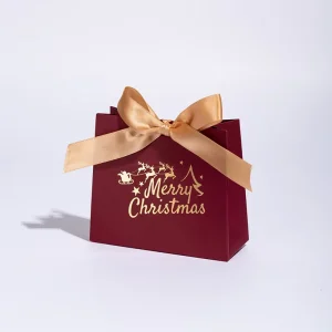 Custom Textured Paper Packaging Christmas Special Occasions Vintage Embossed Holiday Gift Bag