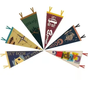 Custom Thermal Sublimation Printing School College Team Athletic Logo Triangle Flag Felt Pennant Graduation Season Tent