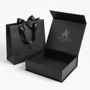 Custom UV Logo Cardboard Magnetic Gift Box Rigid Folding Sweatpants Joggers Gift Packaging Box and Bag for Men Suits Shirts