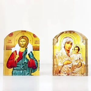 Custom UV Printed Holy Mother Crystal Arch Paperweight Orthodox Icon Crystal Paperweight Religious Decoration