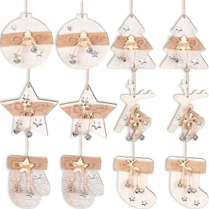 Custom Wood Christmas Tree Decoration Assorted Farmhouse Hanging Ornaments for DIY Christmas Tree Home Party Hanging Decor