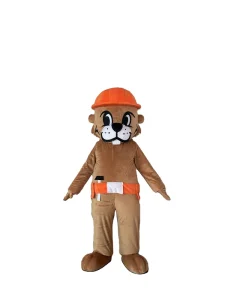 Custom Worker Beaver Mascot Costume Orange Hard Hat Plush Walking Cartoon Animal Groundhog Outfit Adult Parade Brand Promotion