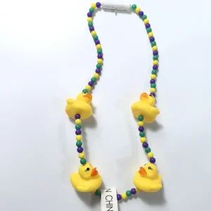 Custom Yellow LED Light Up Duck Shaped Necklace Electroplated Beads for Christmas Graduation Party Decorations