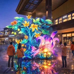 Custom Zigong Nine Tailed Fox Flower Lanterns by Drawing Spring Outdoor Lights for Blocks Plazas Night Check Spots