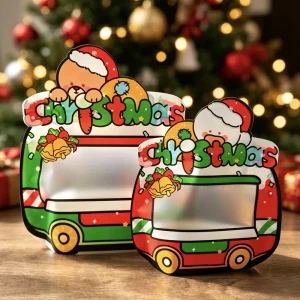 Custom Zippered Bags Holiday Special Shape Bags with Transparent Window Custom Designs for Christmas Food Gift Packing