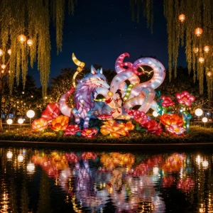 Custom handmade fox LED landscape lights in Chinese myth style ideal for parks and streets