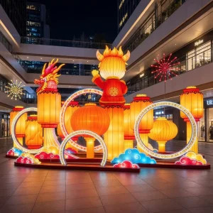 Custom tiger Red Lantern Sets Spring Decor for Resort Parks Creative Bazaars