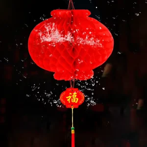 Customable Spring Festival Decorations Chinese New Year Outdoor Hanging Waterproof Honeycomb Red Paper Lanterns