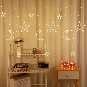 Customizable 138 LED Fairy Lights IP65 2700K Soft Warm White Window Curtain Lights Outdoor Use Eid Ramadan Christmas