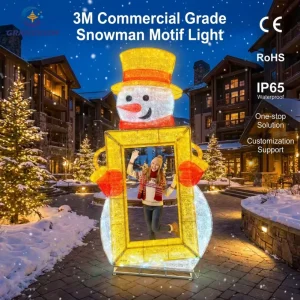 Customizable 3M Outdoor 3D Christmas Lighting Photo Booth Frame Light Decorative LED Christmas Motif Lights Decorations