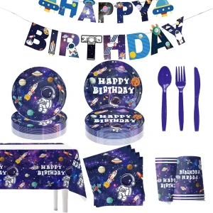 Customizable Astronaut Birthday Party Decoration Sets Biodegradable BPA Free Compostable Paper Disposable Tableware