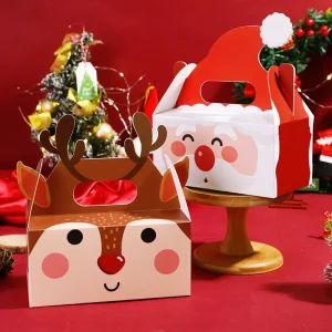 Customizable Christmas Paper Gift Boxes Empty Pack for Candy Cookie Snow Crisp Apple Holiday Snack Takeaway Packaging