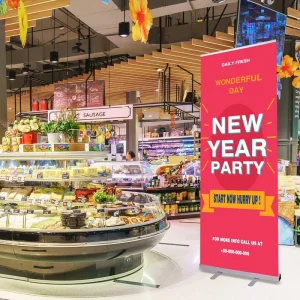 Customizable Christmas Waterproof Easy Install Roll up Banner for Xmas Party