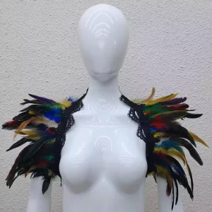 Customizable Color Size Feather Lace Trim Shawl Women’s Gothic Victorian Cosplay Halloween Music Festival Wedding Events