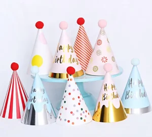 Customizable Colored Paper Hat Metal Foil UV Resistant Birthday Party Pompon Halloween Graduation Christmas New Year Festivities