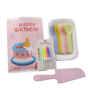 Customizable Food Safe Heavy Duty Plastic Disposable Cake Tableware Set for Birthday Parties Festival Events