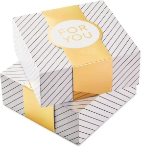 Customizable Gift Boxes with Wrap Bands White and Gold Decorative Packaging Boxes for Weddings Graduations Holidays Birthdays