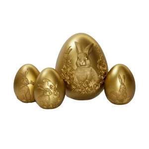Customizable Gold Resin Easter Egg Decorations Set Rabbit Pattern Resin Easter Egg Ornaments for Holiday Home Decor Adult