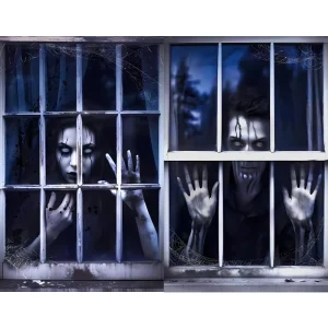 Customizable Horror Thriller Window Curtains Cover For Wall & Door Party Halloween Decorations