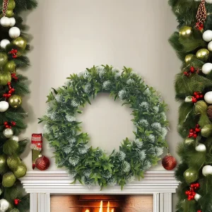 Customizable Indoor and Outdoor Artificial Christmas Wreath for Holiday Decorations for New Year Easter Thanksgiving Halloween