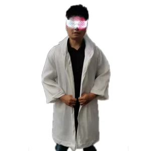 Customizable LED Light Up White Unisex Polyester/Rayon Hooded Jacket Luminous Print Stage Performance Party Costume