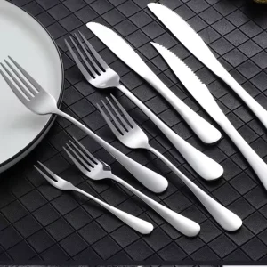 Customizable Modern Stainless Steel Knives Forks Spoons 410 1010 Series Mirror Finish Tableware Set for Kitchen Dining Room
