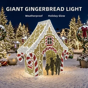 Customizable Oversized Large Lighted Walk in Through Gingerbread House Decoration 3D Outdoor Motif Light Christmas Village Decor