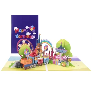 Customizable Size Paper 3D Popup Birthday Greeting Cards With UV Printing