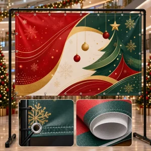 Customizable Windproof Durable Full Color Printed Vinyl Banner for Christmas Mall Decoration