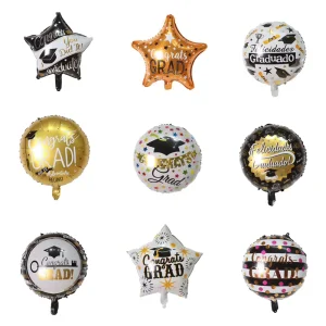 Customization Happy Graduation Foil Balloons for Graduation Ceremony Kid Gift Star Round Shape Globos