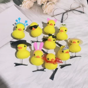 Customize DIY Yellow Mini Ducks Elastic Hairpin Material Hair Clip Decoration for Girls