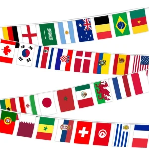 Customized 14X21cm Polyester String Flags Small World Flag Banners for Football Matches Automotive Insurance Hanging Small Flags