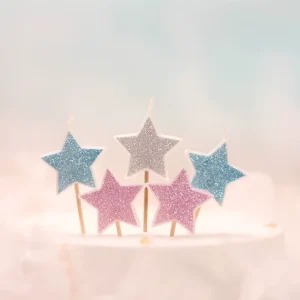 Customized 5Pcs Mixed Colorful Glitter Star Shaped Candles Decorating Kids Birthday Cake Candles