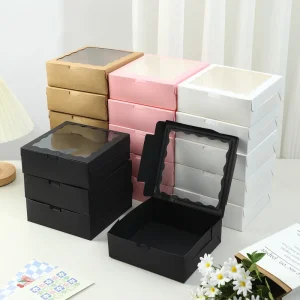 Customized Birthday Wedding Party Packaging Gift Box with Window for Holiday Pastry Packaging Box