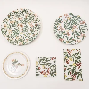 Customized Botanical Fruit Pattern Eco Friendly Disposable Dinnerware for Home Backyard Barbecue Gathering Napkins Paper Plates