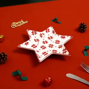 Customized Ceramic Christmas Dinnerware Set Irregular Shape Porcelain Tableware with Holiday Design Festival Plate for Home Use