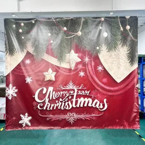 Customized Christmas Canvas Banner Flags Full Color Printed Vinyl Party Wall Hanging Background Banner