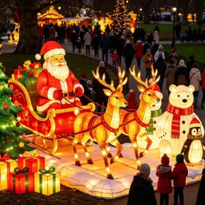 Customized Christmas Festival Lantern Project Silk&Metal With CE Certified For Outdoor Theme Park Attractions