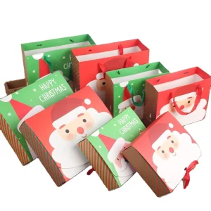 Customized Christmas Packaging Bag and Gift Paper Box With Handle