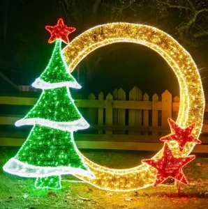 Customized Christmas Tree Stars Photo Frame LED Motif Lights Waterproof Outdoor Garden Holiday Decoration Landscape Lighting
