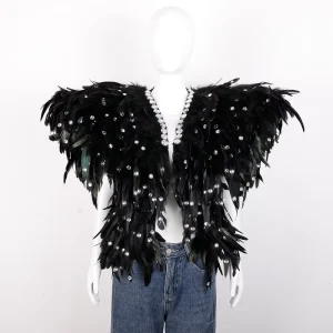 Customized Color Women’s Adult Comfortable Soft Halloween Feather Cape Shawl Cosplay Carnival Costume Accessory Christmas