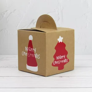 Customized Creative Christmas Eve Candy Packaging Box Square Kraft Paper Screen Printed Hot Stamped Small